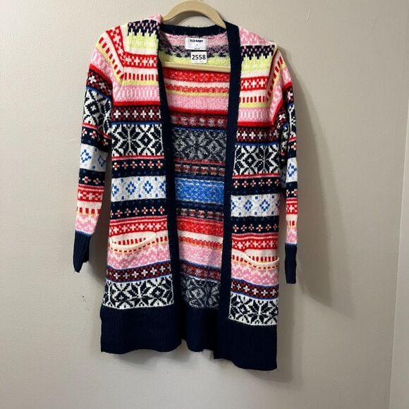 Old Navy Womens  Multicolor Knit Nordic Print Open Front Cardigan Sweater XS - Picture 4 of 8